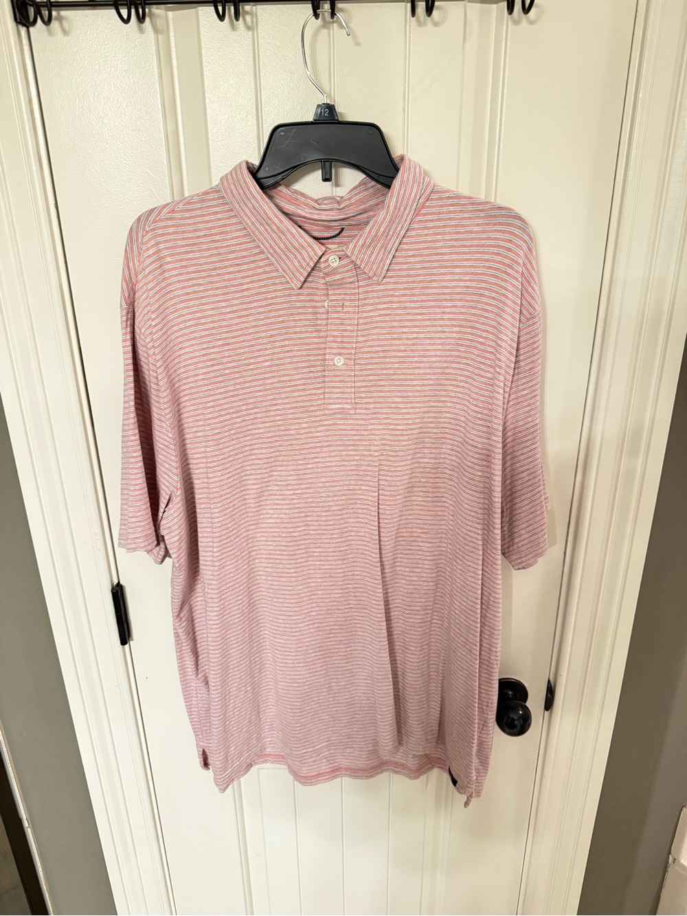 Faherty Men's Orange & White Narrow-Stripe Polo